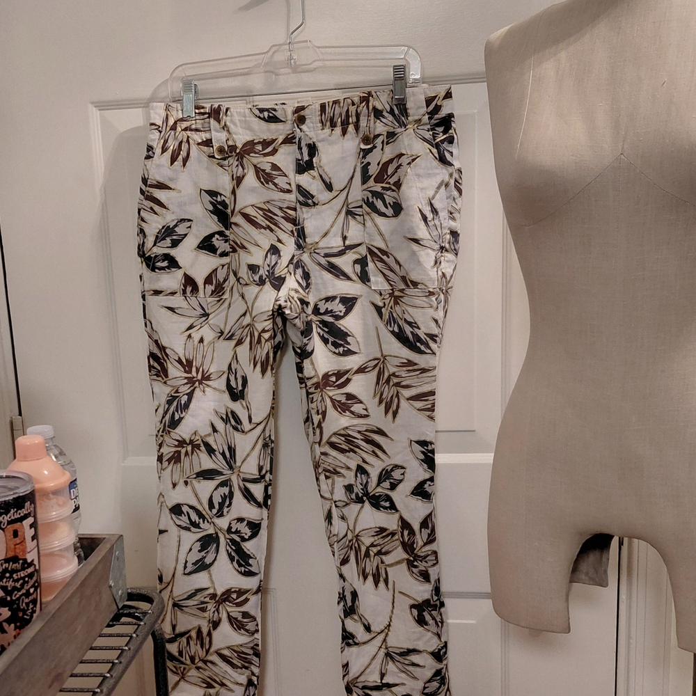 J. Crew Women's Leaf Print Pants - Black and Brown